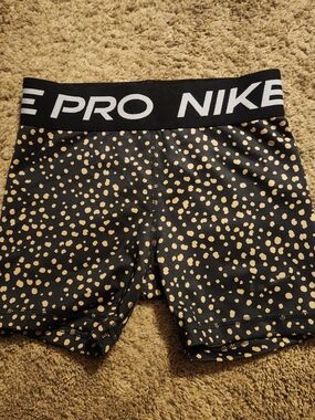 Nike Pro Black Shorts with Beige Dot Print